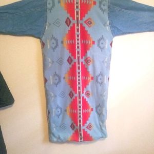 Jean coat with native pattern